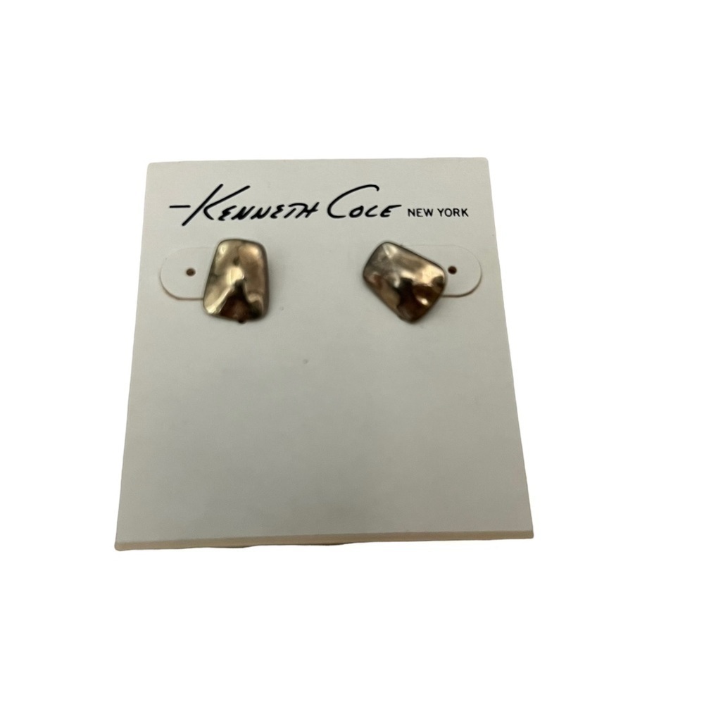 Kenneth‎ Cole Gold Pressed Metal Rectangle Stud Earrings